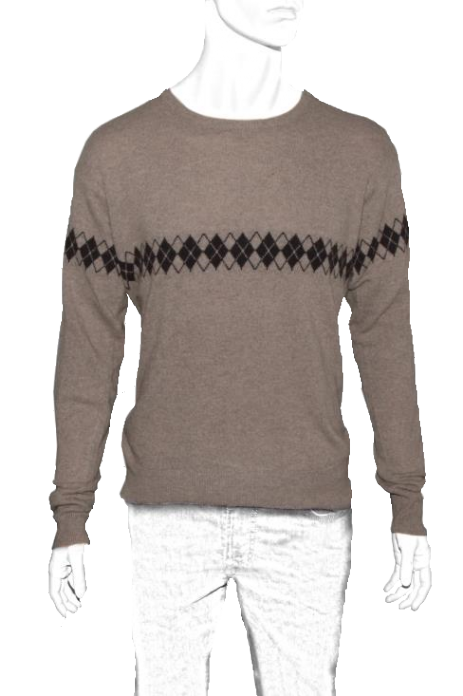 maglia uomo giro collo jacquard in cashmere